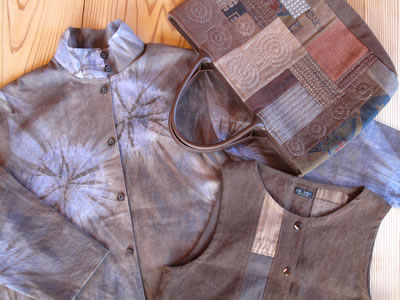 京都福知山「工房布美人」の柿渋染め 春先取りの洋服展